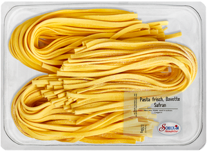 Bavette Safran Pasta in der Verpackung;  scheck-in